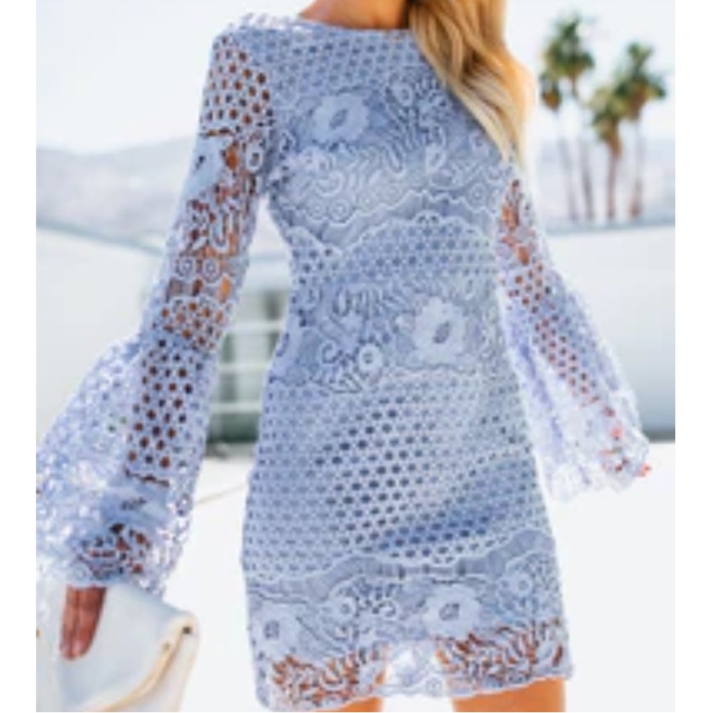 Vici Bethany Bell Sleeve Dress - Blue